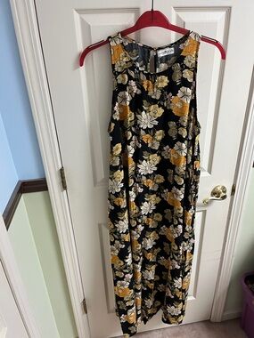 Natural Life black floral maxi dress L/XL, excellent preowned condition